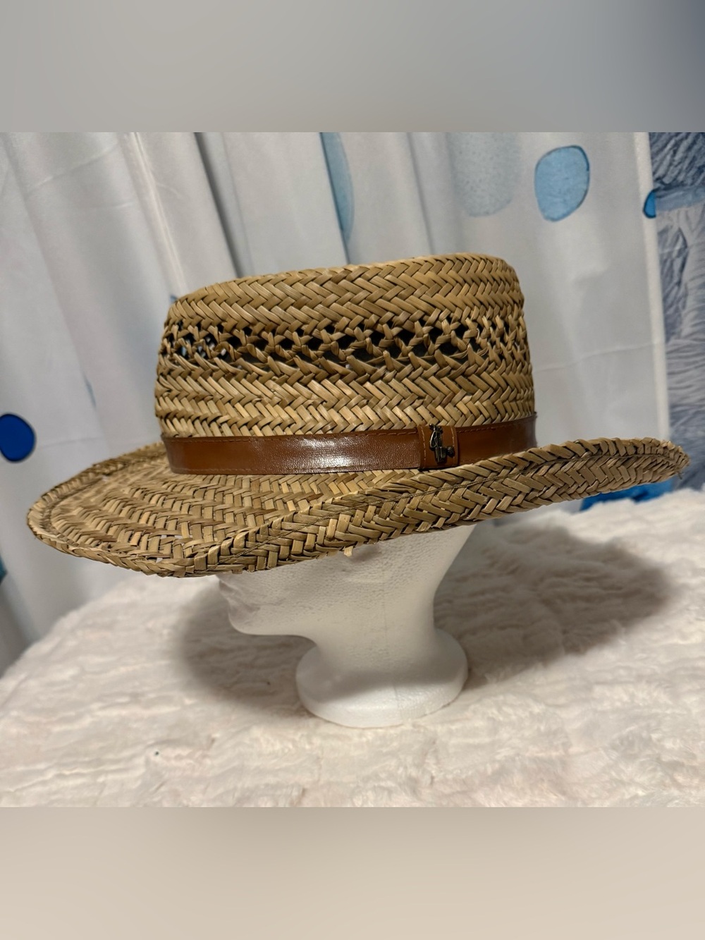 DPC Dorfman Pacific Woven Straw Sun Hat Leather Band Western Safari Unisex